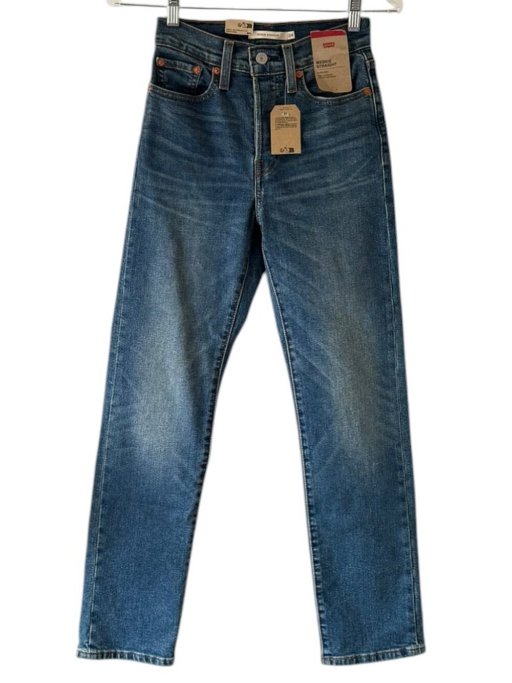 NEW Levi's Wedgie Straight Leg Button Fly High Rise Jeans Dance Around Size 24